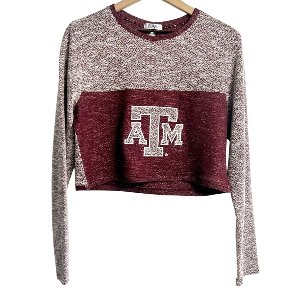 Nuyu Ladies Texas A&M Aggie Terry Crop Long Sleeve Top XL Brand New